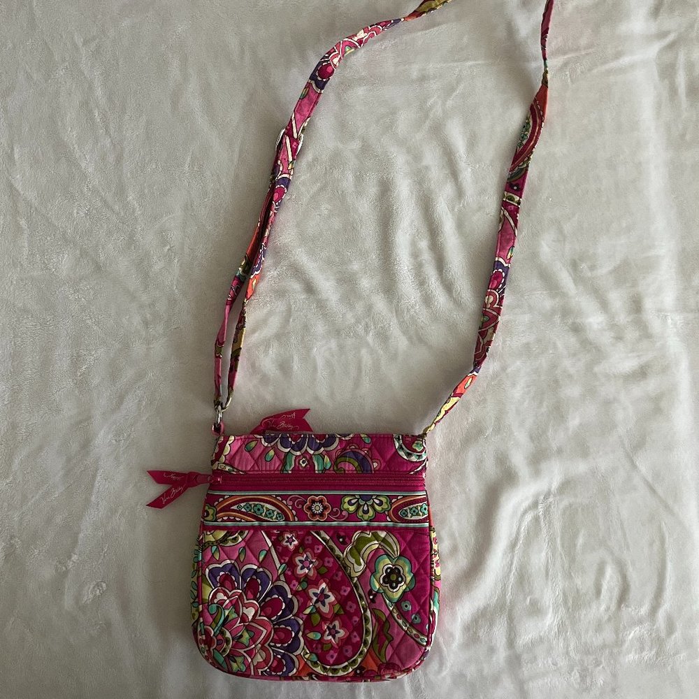 VERA BRADLEY CROSSBODY I.D. Wallet Purse - Pink Paisley